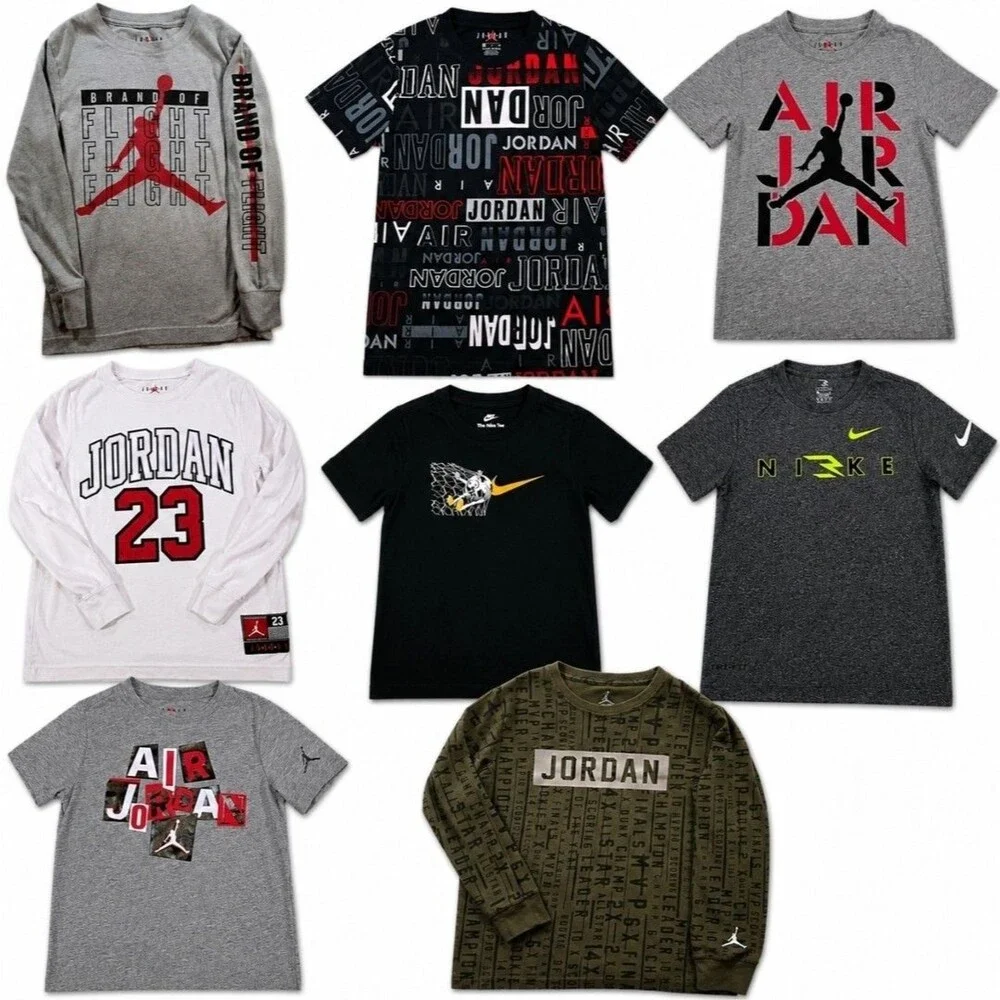 Lot of 9 Boys Youth 6 Small T Shirts 2 Nike 6 Air Jordan Graphic 2 Medium Bundle